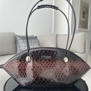 Faux Croc-Embossed Shoulder Bag